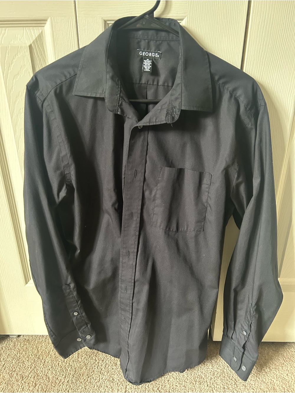 George Black Men's Long-Sleeve Dress Shirt with Chest Pocket